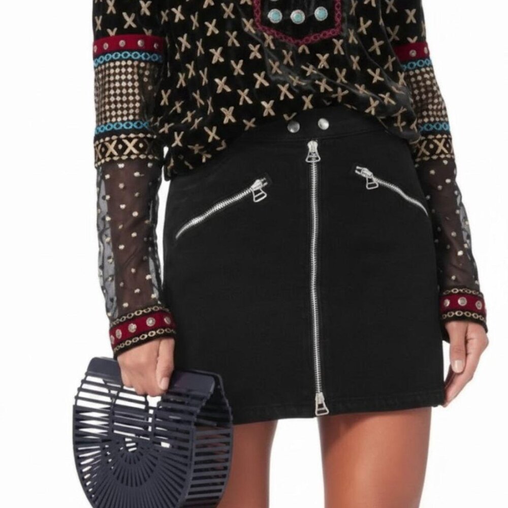 Rag & Bone Moto Zip-Front Mini Skirt